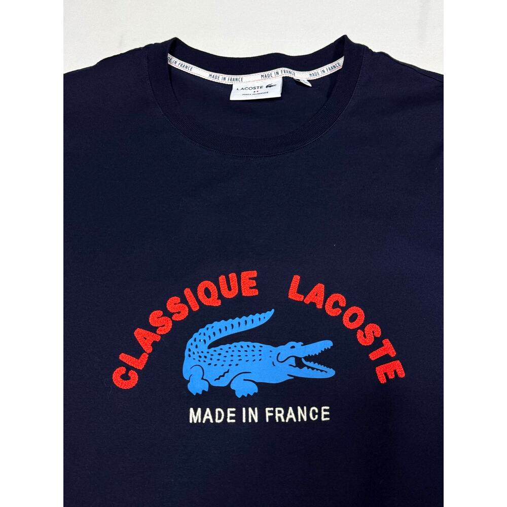 Lacoste Blue Shirt Size 4XL Embroidery Made In France